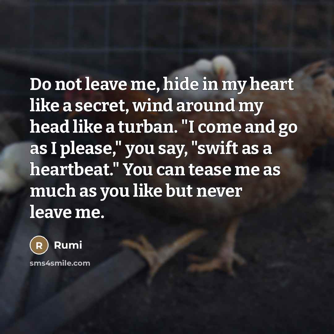 “Do not leave me, hide in my heart like a…” quote by Rumi