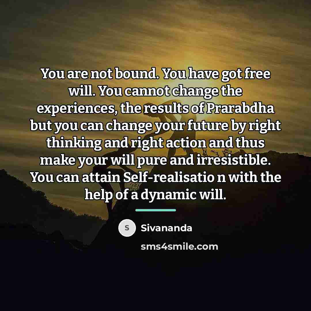 “You are not bound. You have got free will. You…” quote by Sivananda