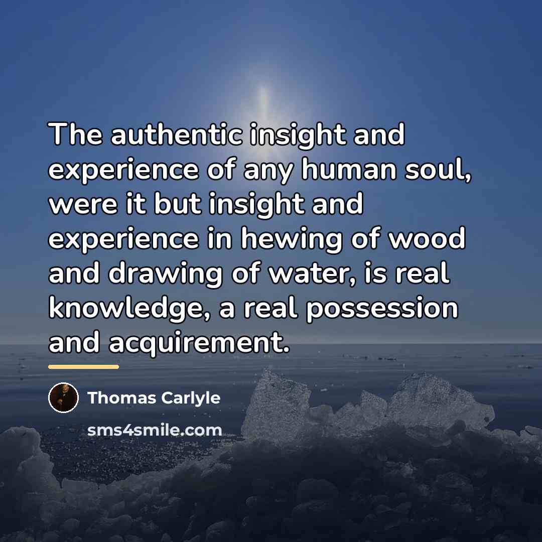 “The authentic insight and experience of any human soul, were…” quote by Thomas Carlyle