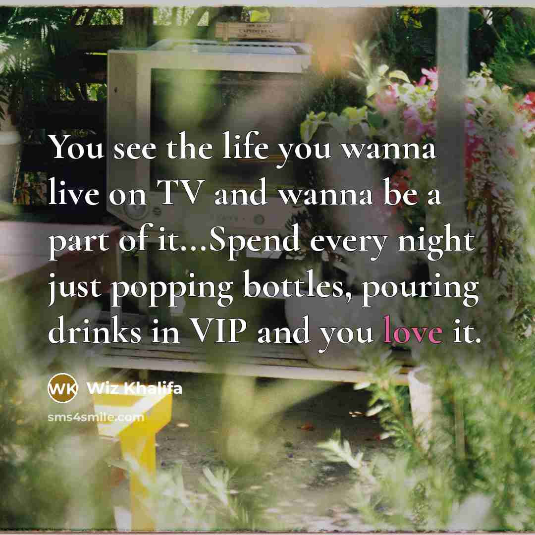 “You see the life you wanna live on TV and…” quote by Wiz Khalifa