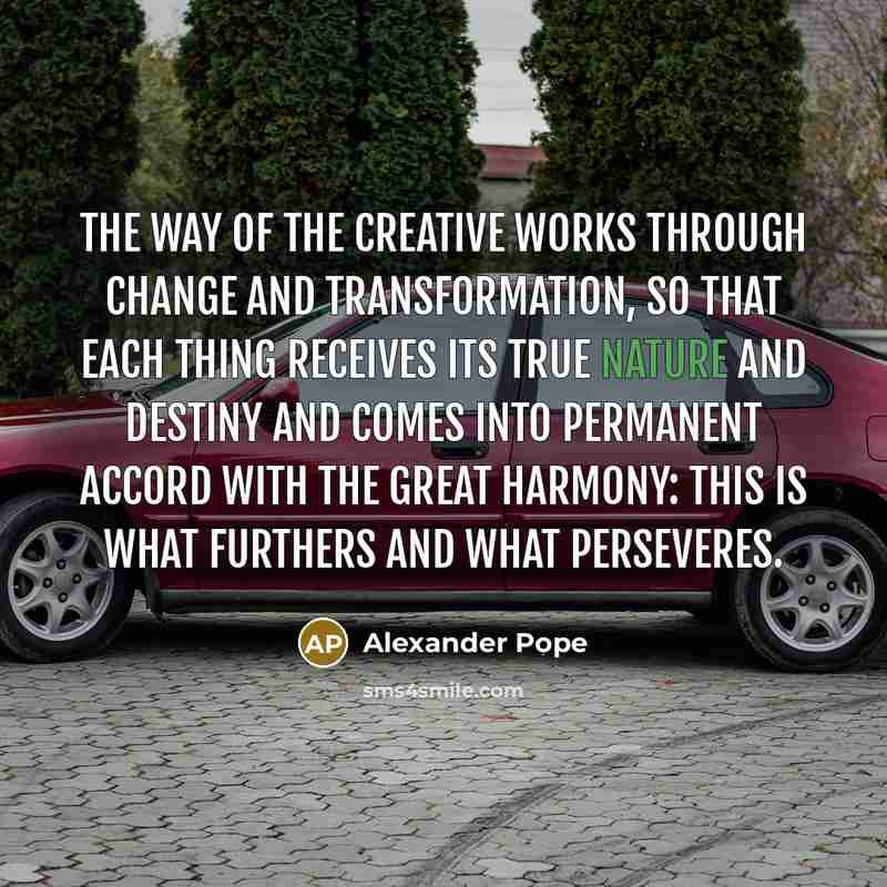 “The way of the Creative works through change and transformation,…” quote by Alexander Pope