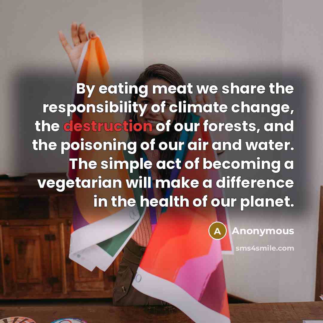 “By eating meat we share the responsibility of climate change,…” quote by Anonymous