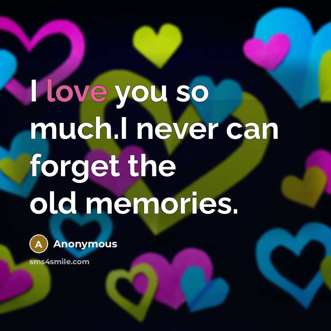 “I love you so much.I never can forget the old memories.” quote by Anonymous