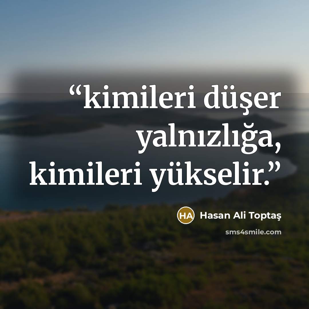 “kimileri düşer yalnızlığa, kimileri yükselir.” quote by Hasan Ali Toptaş