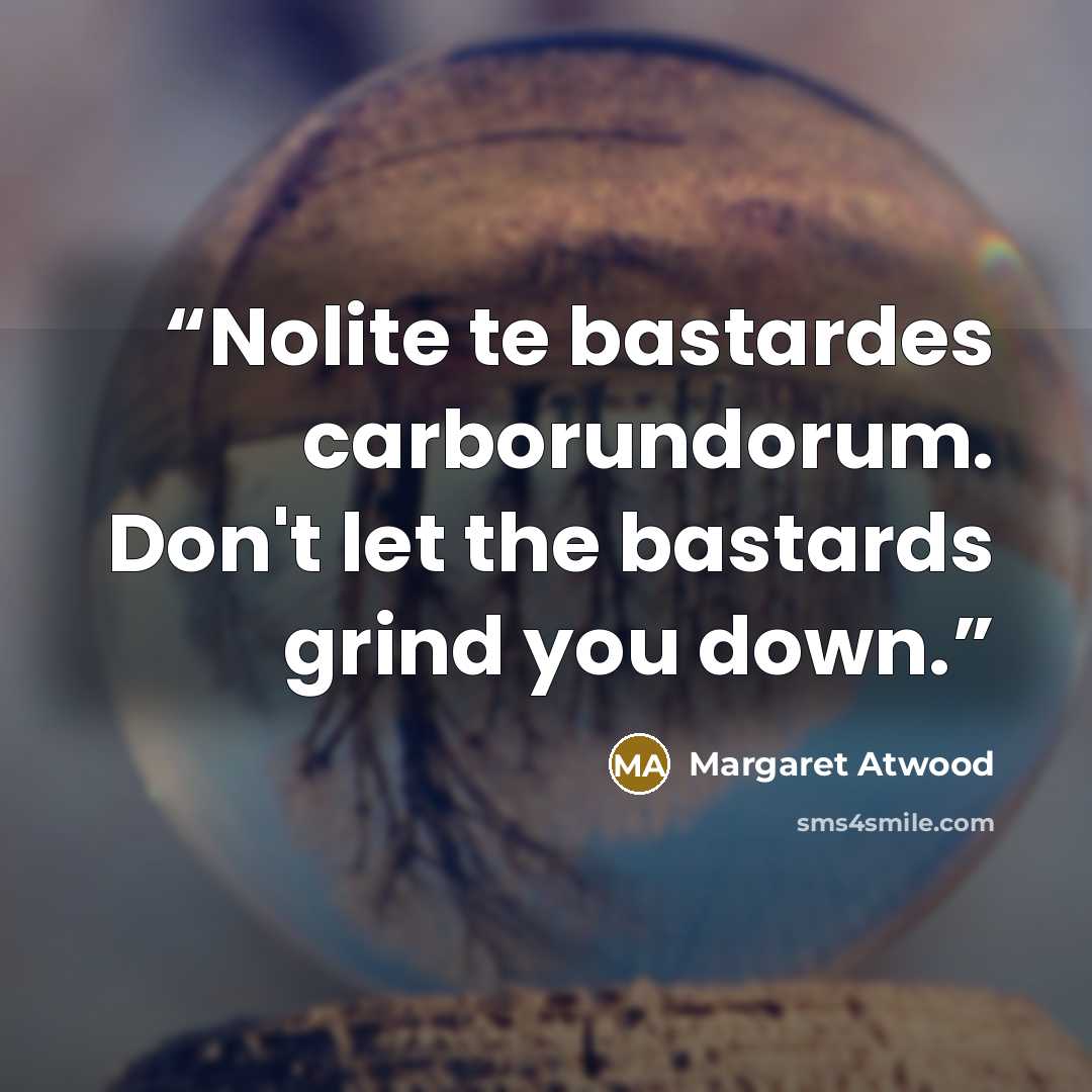 “Nolite te bastardes carborundorum. Don't let the bastards grind you down.” quote by Margaret Atwood