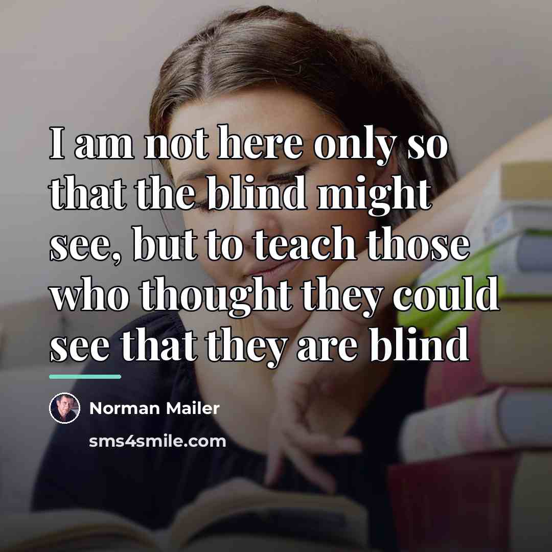 “I am not here only so that the blind might…” quote by Norman Mailer