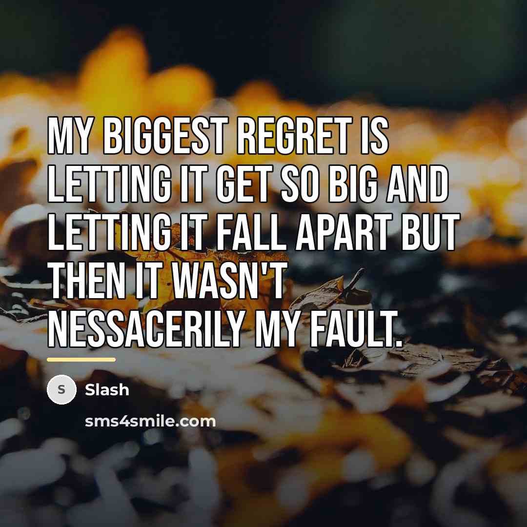 “My biggest regret is letting it get so big and…” quote by Slash