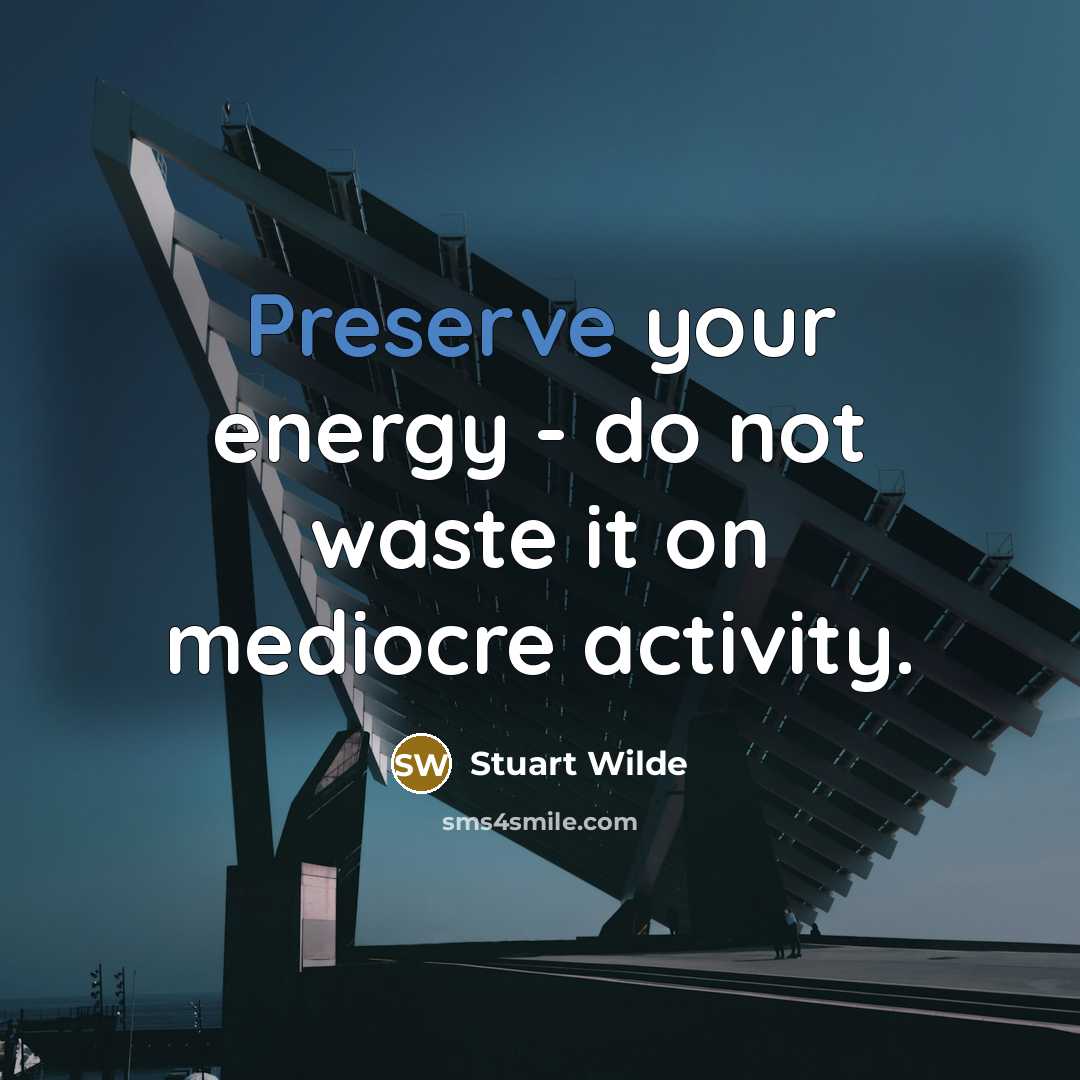 “Preserve your energy - do not waste it on mediocre…” quote by Stuart Wilde