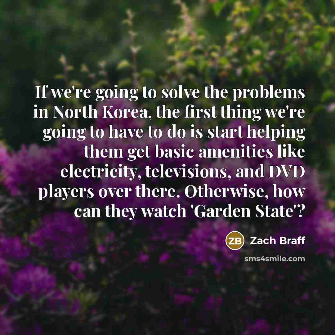 “If we're going to solve the problems in North Korea,…” quote by Zach Braff