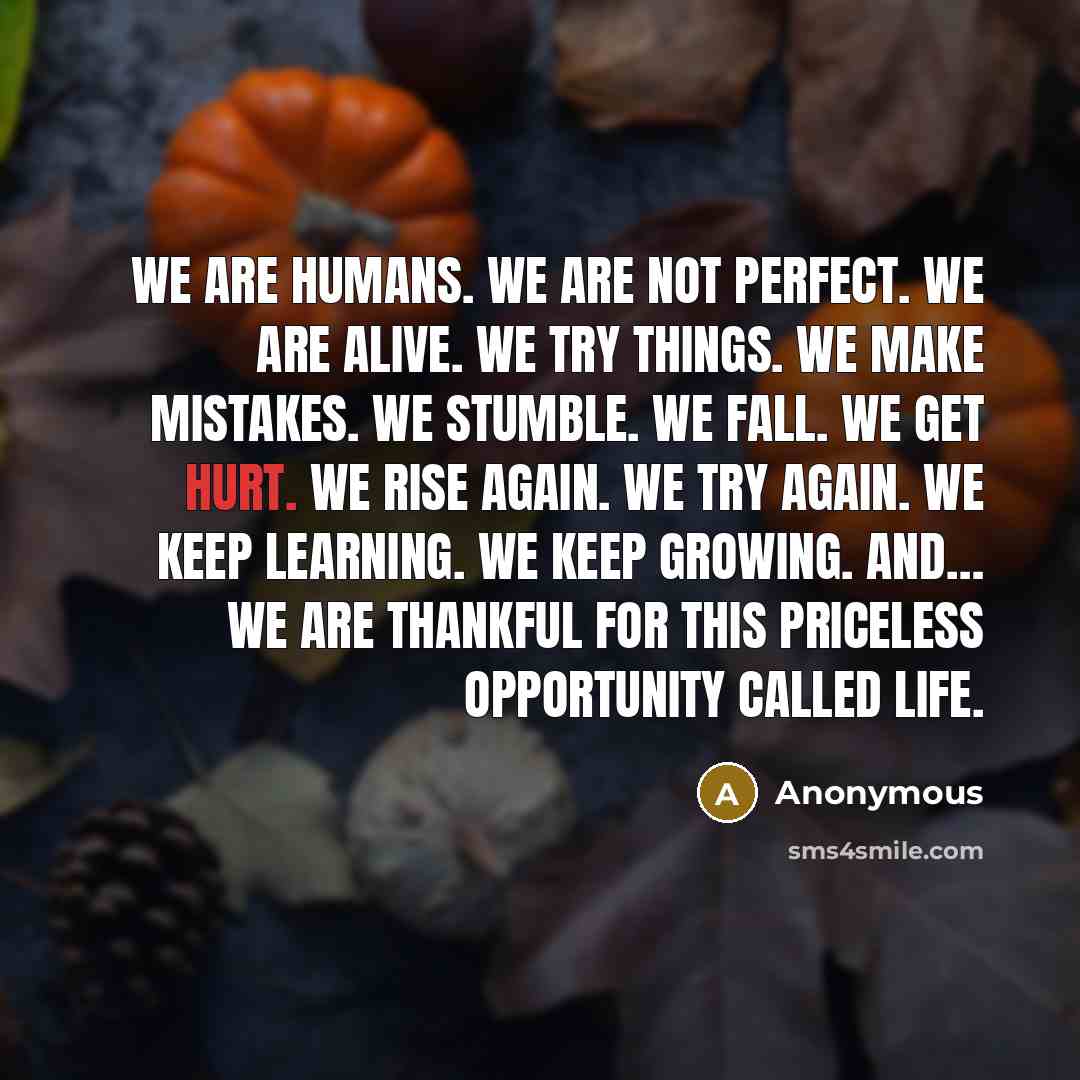 “WE ARE HUMANS. WE ARE NOT PERFECT. WE ARE ALIVE.…” quote by Anonymous
