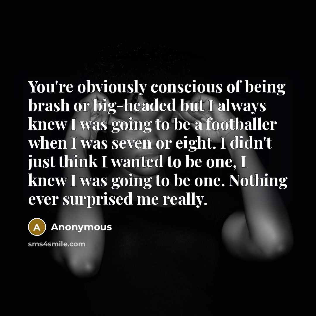 “You're obviously conscious of being brash or big-headed but I…” quote by Anonymous