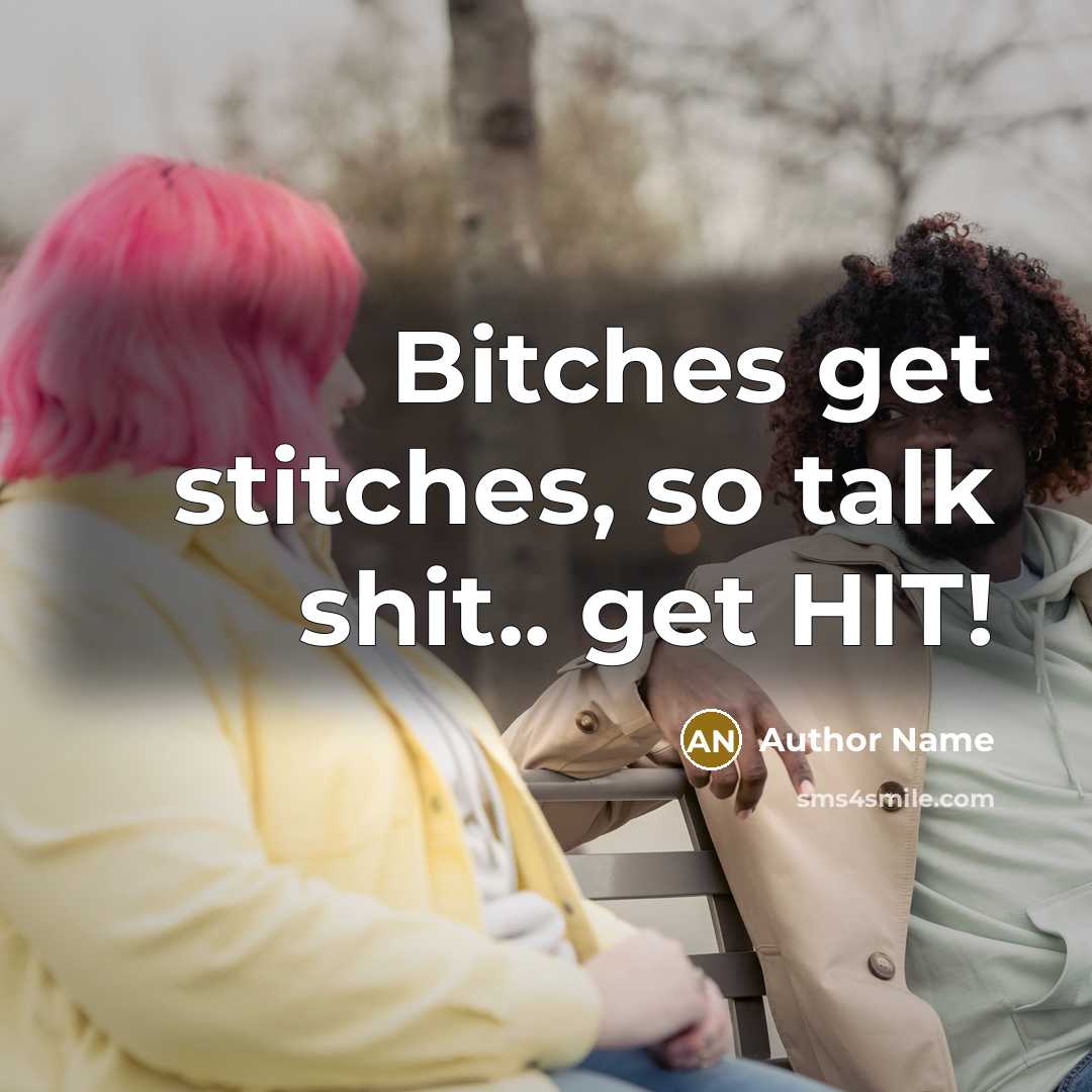 “Bitches get stitches, so talk shit.. get HIT!” quote by Author Name