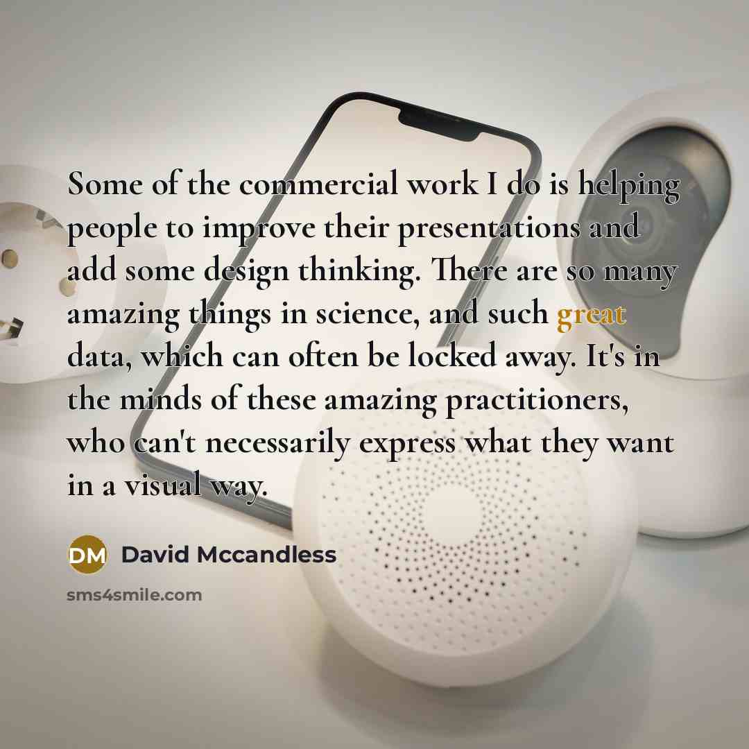 “Some of the commercial work I do is helping people…” quote by David Mccandless