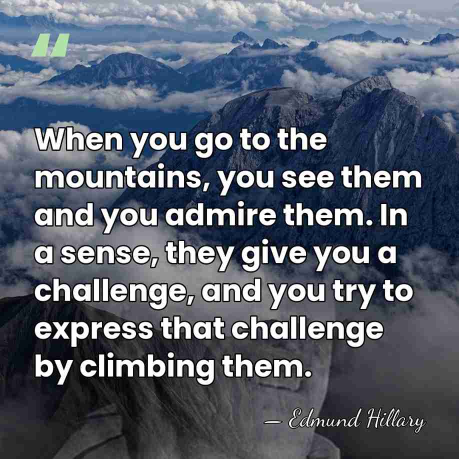 When you go to the mountains, you see them and you admire&hellip; - Edmund Hillary