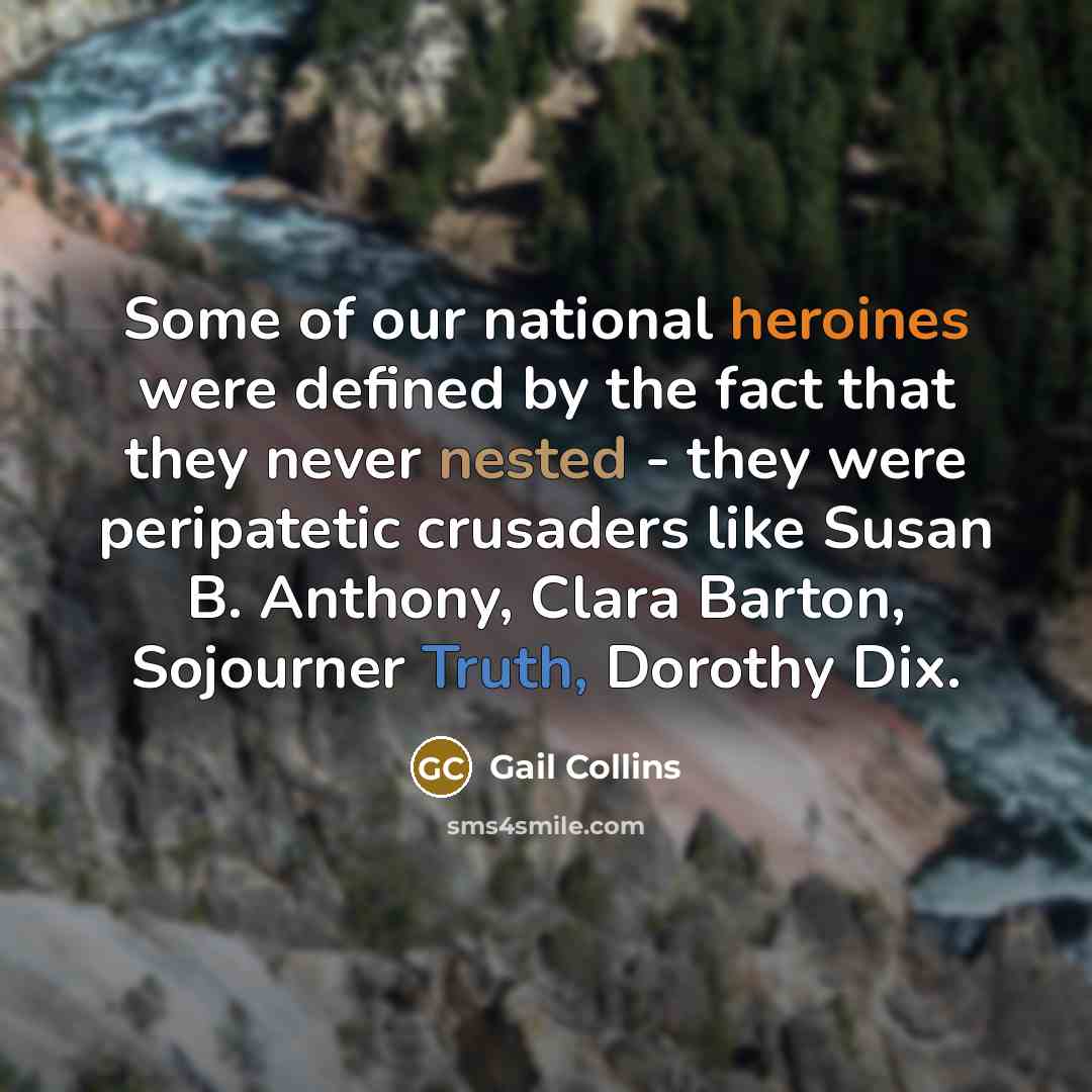 “Some of our national heroines were defined by the fact…” quote by Gail Collins