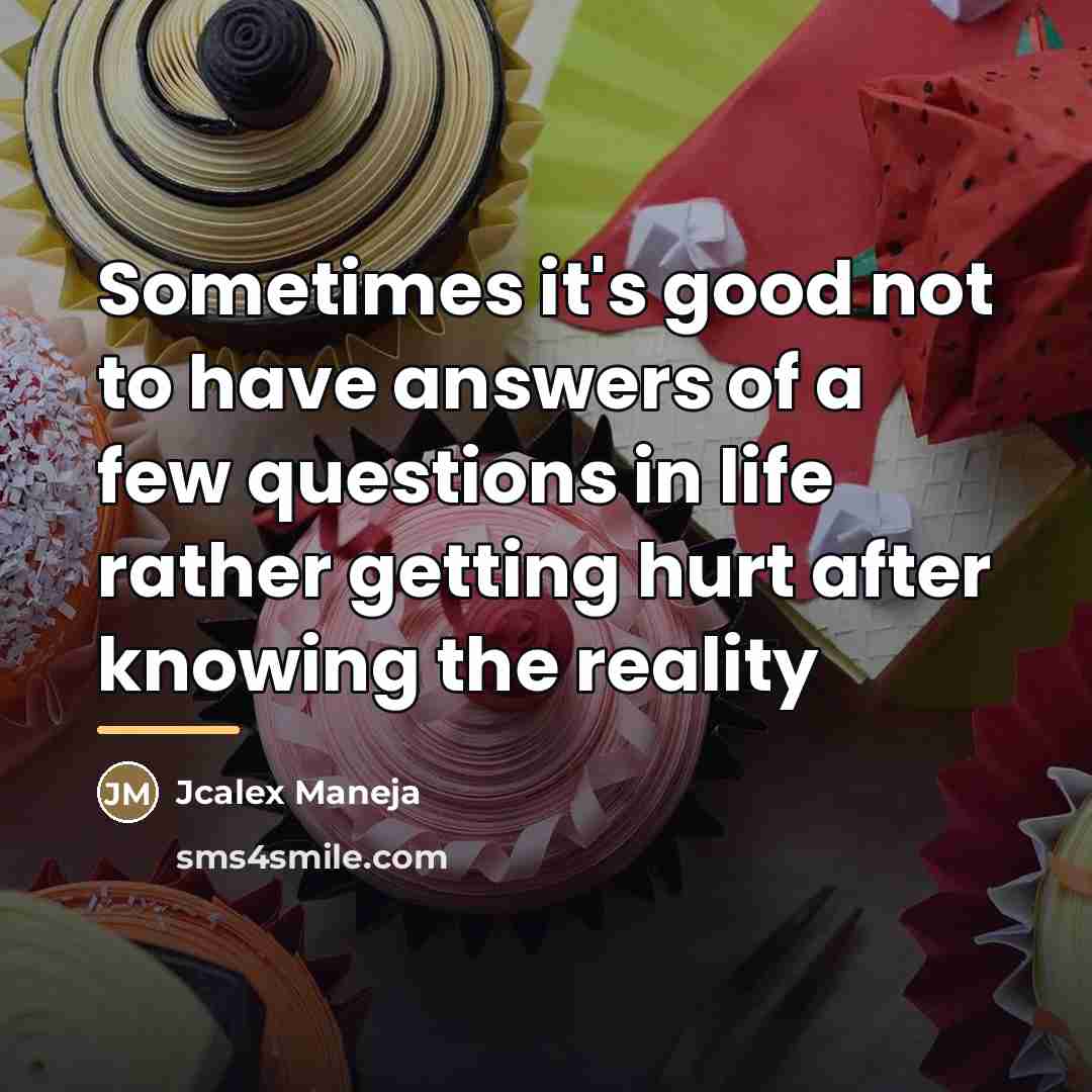 “Sometimes it's good not to have answers of a few…” quote by Jcalex Maneja
