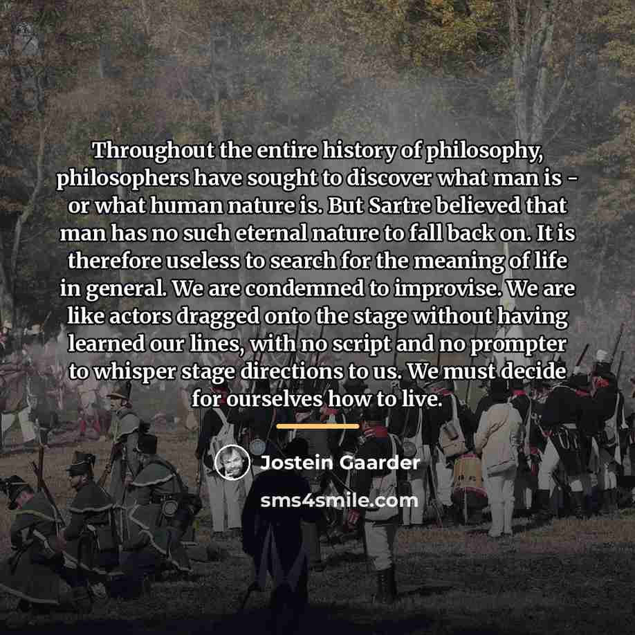 “Throughout the entire history of philosophy, philosophers have sought to…” quote by Jostein Gaarder