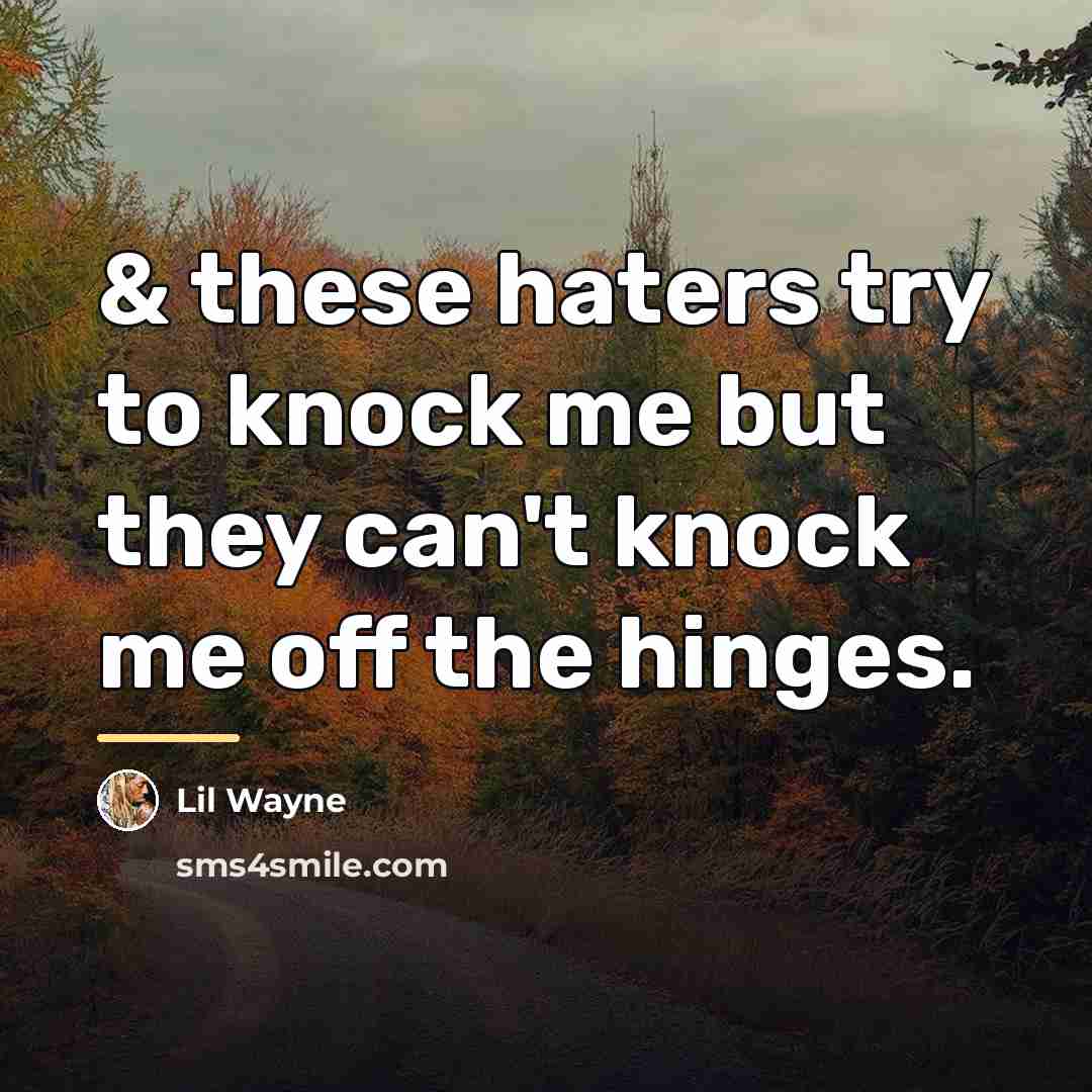 “& these haters try to knock me but they can't…” quote by Lil Wayne