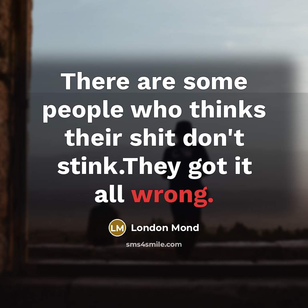 “There are some people who thinks their shit don't stink.They…” quote by London Mond