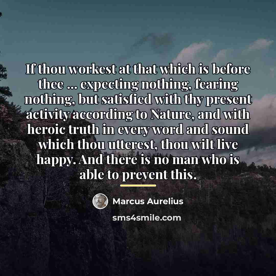 “If thou workest at that which is before thee ...…” quote by Marcus Aurelius