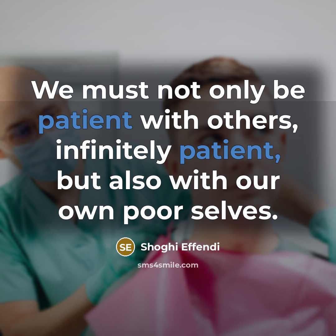 “We must not only be patient with others, infinitely patient,…” quote by Shoghi Effendi