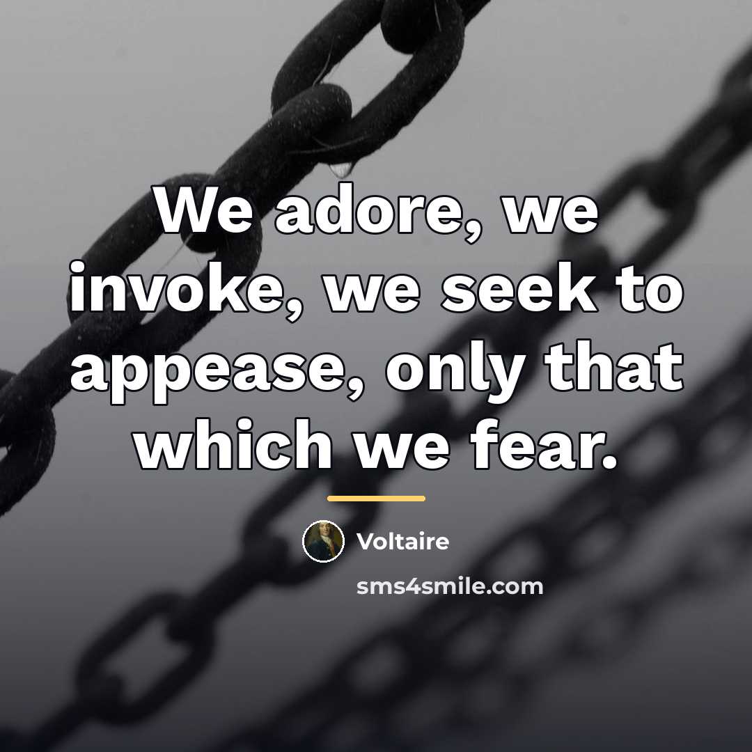 “We adore, we invoke, we seek to appease, only that…” quote by Voltaire