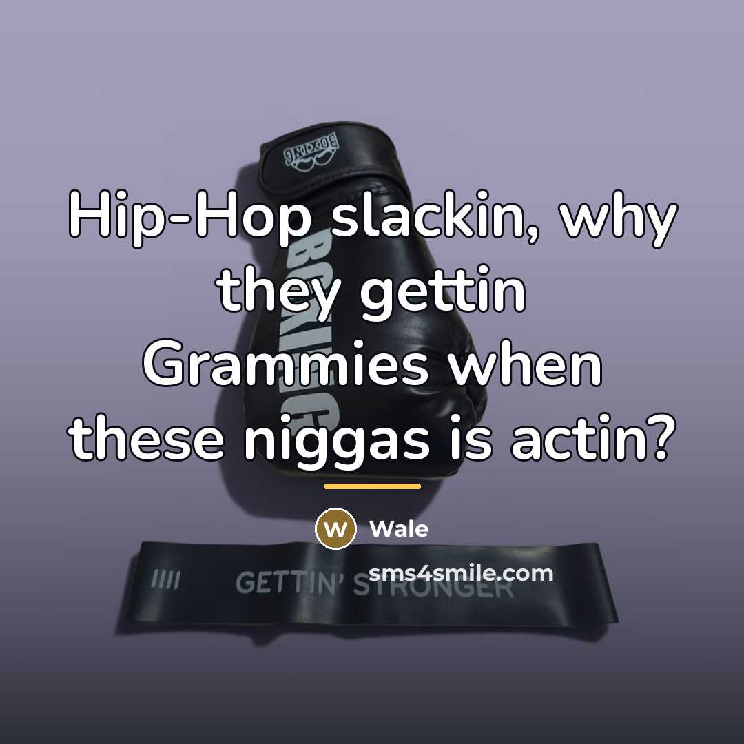 “Hip-Hop slackin, why they gettin Grammies when these niggas is…” quote by Wale