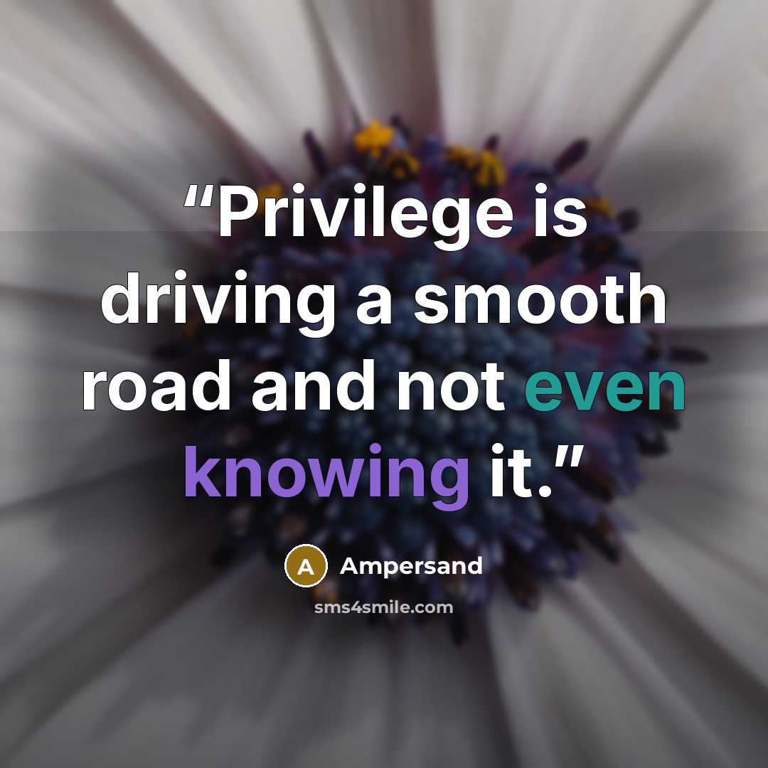 “Privilege is driving a smooth road and not even knowing it.” quote by Ampersand