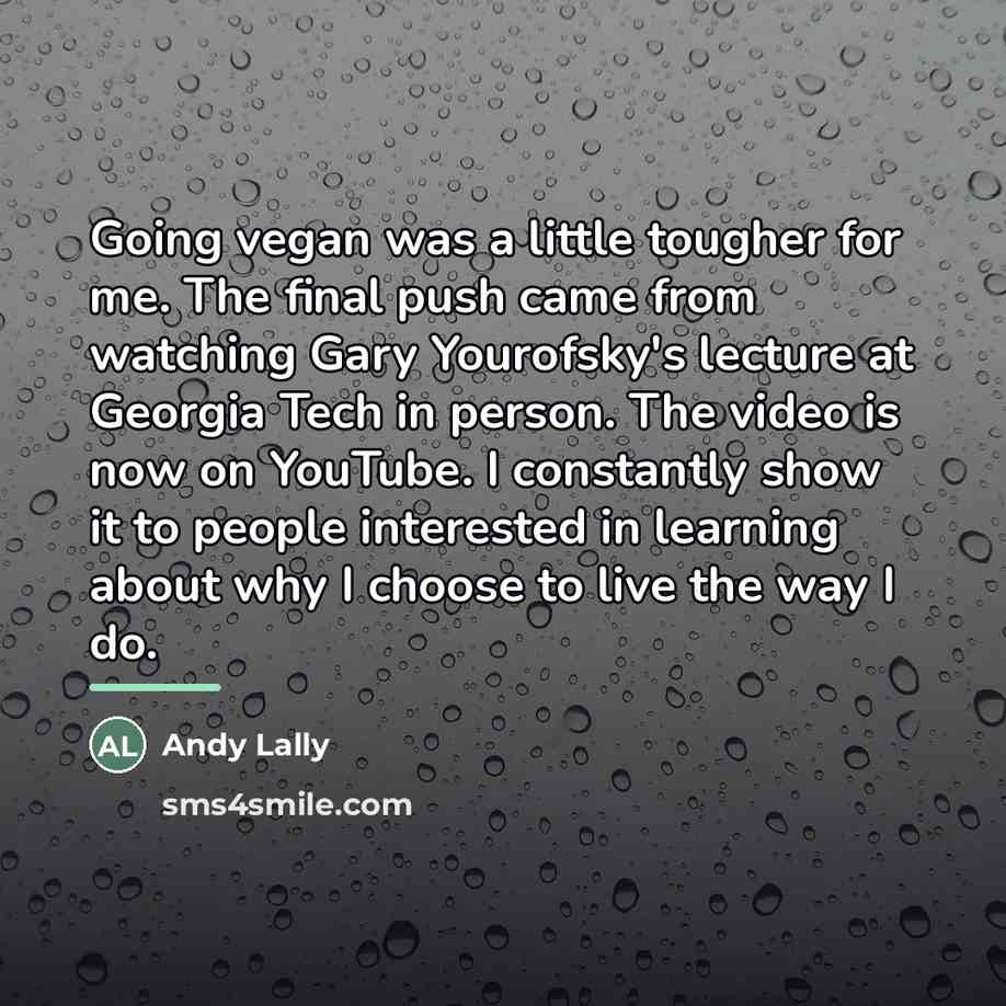 “Going vegan was a little tougher for me. The final…” quote by Andy Lally