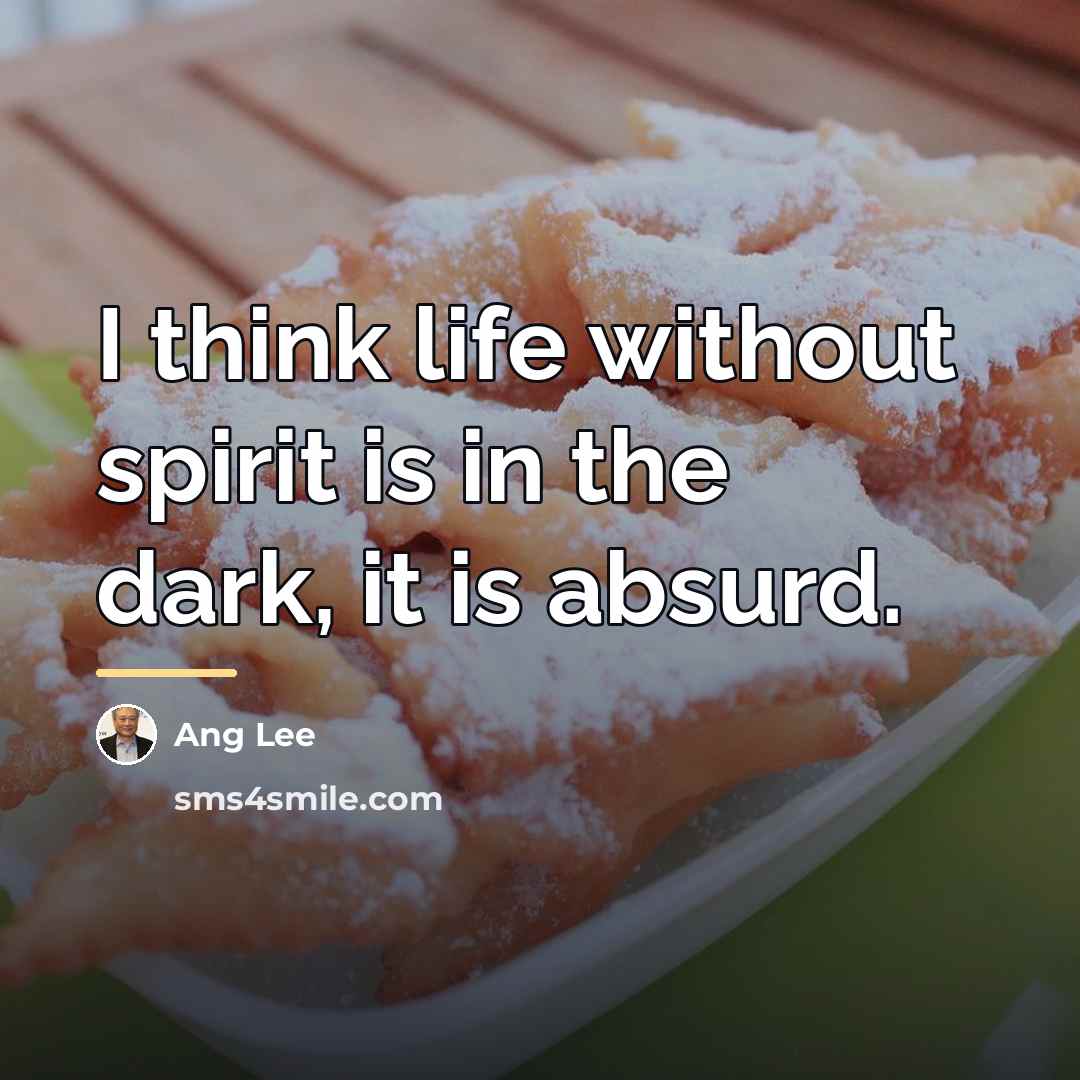 “I think life without spirit is in the dark, it…” quote by Ang Lee