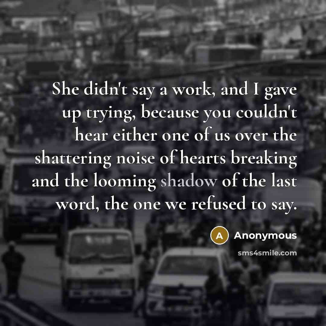 “She didn't say a work, and I gave up trying,…” quote by Anonymous