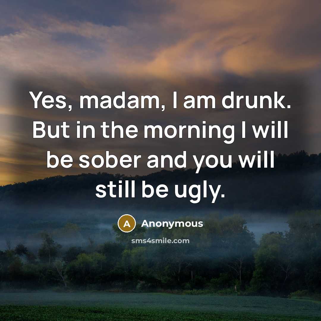 “Yes, madam, I am drunk. But in the morning I…” quote by Anonymous