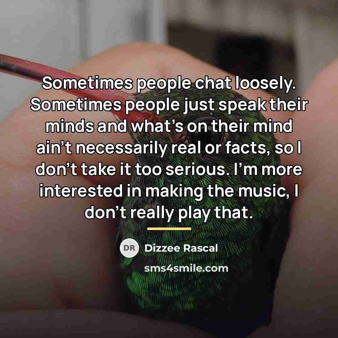“Sometimes people chat loosely. Sometimes people just speak their minds…” quote by Dizzee Rascal