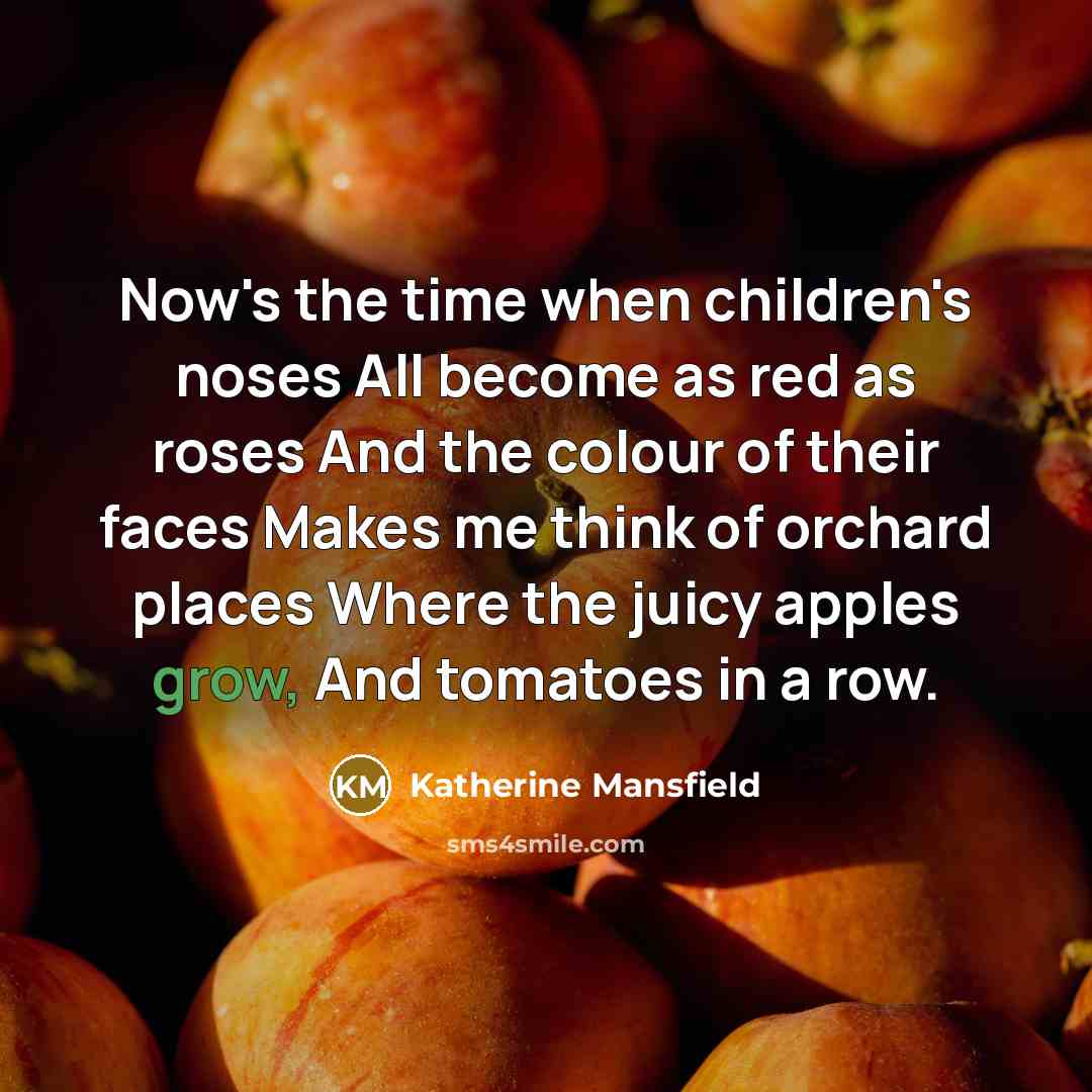 “Now's the time when children's noses All become as red…” quote by Katherine Mansfield