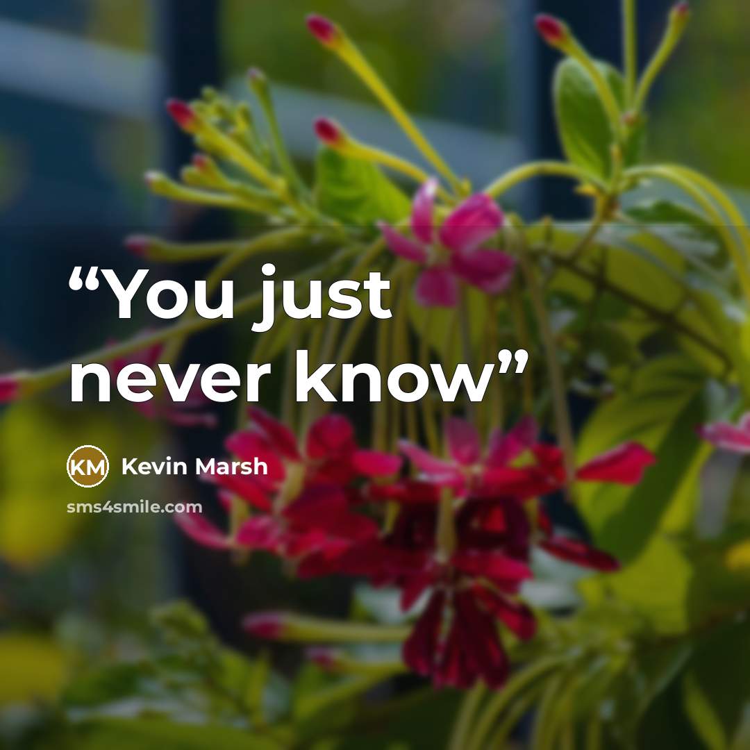 “You just never know” quote by Kevin Marsh