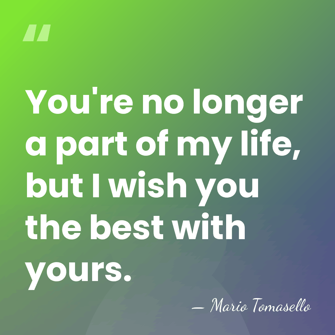 You're no longer a part of my life, but I wish you&hellip; - Mario Tomasello