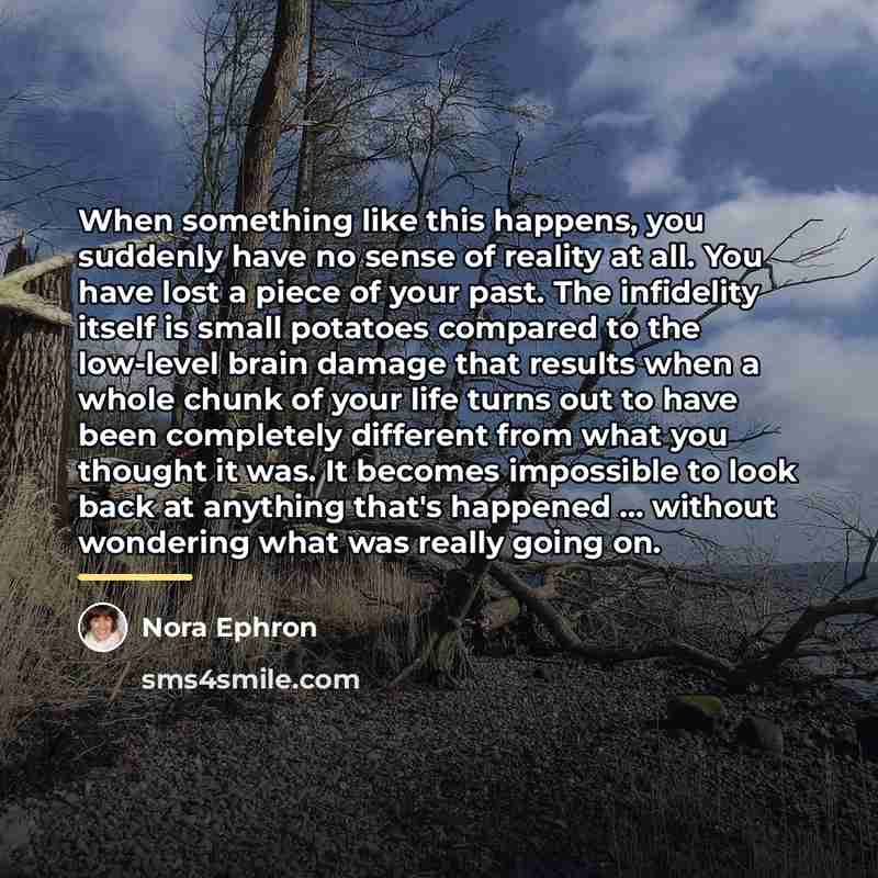 “When something like this happens, you suddenly have no sense…” quote by Nora Ephron