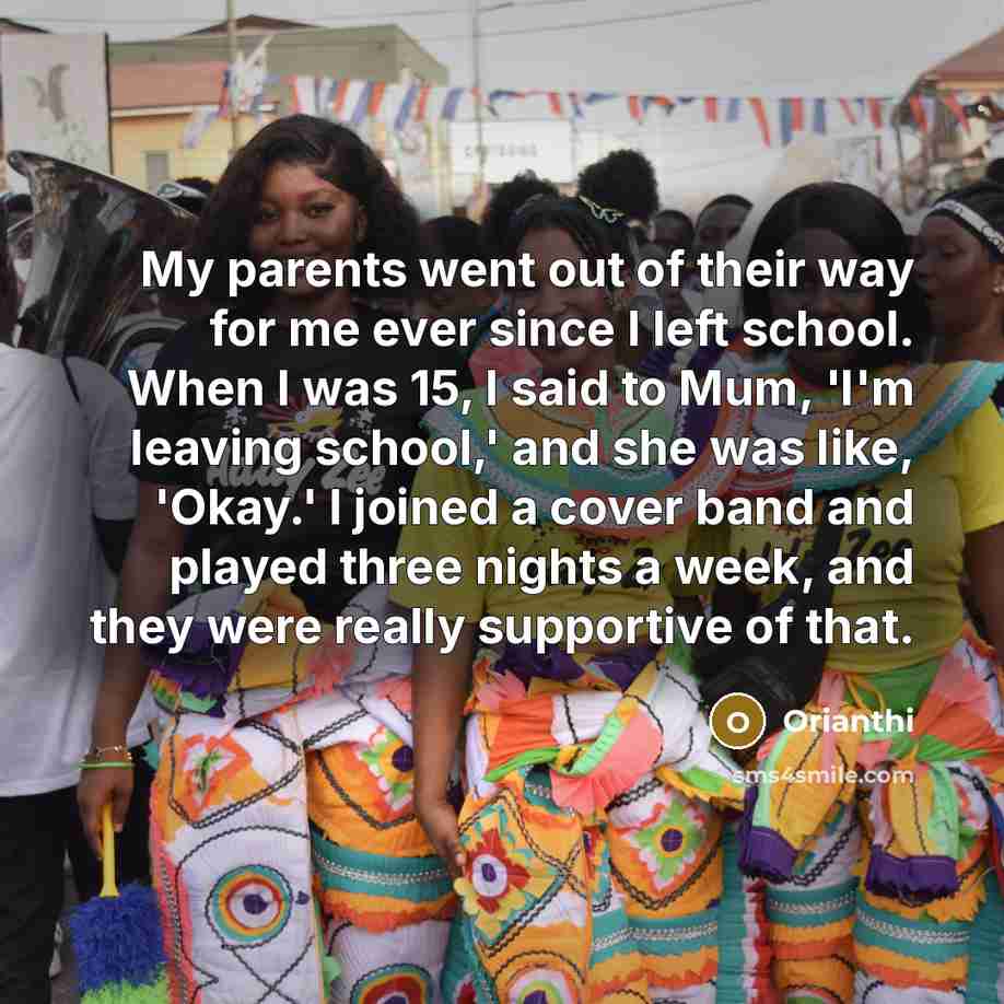 “My parents went out of their way for me ever…” quote by Orianthi
