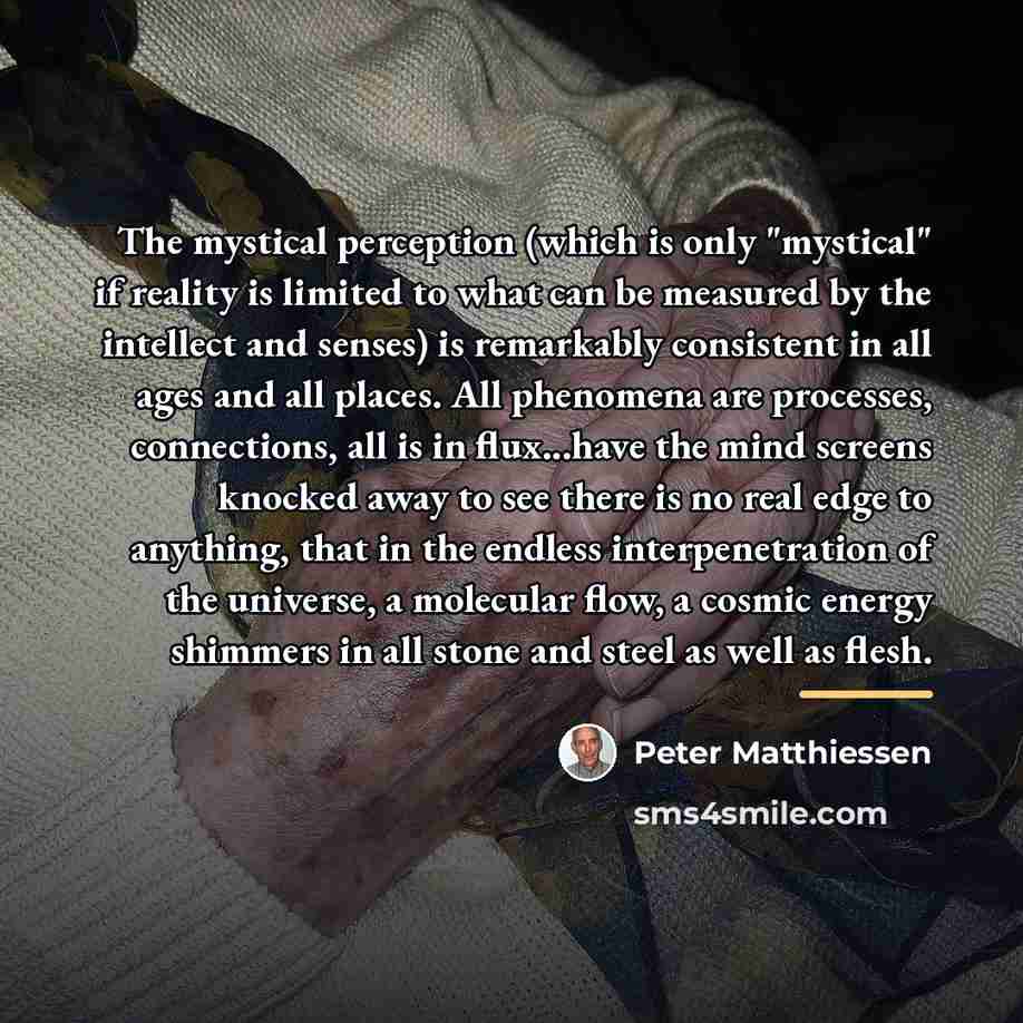 “The mystical perception (which is only "mystical" if reality is…” quote by Peter Matthiessen