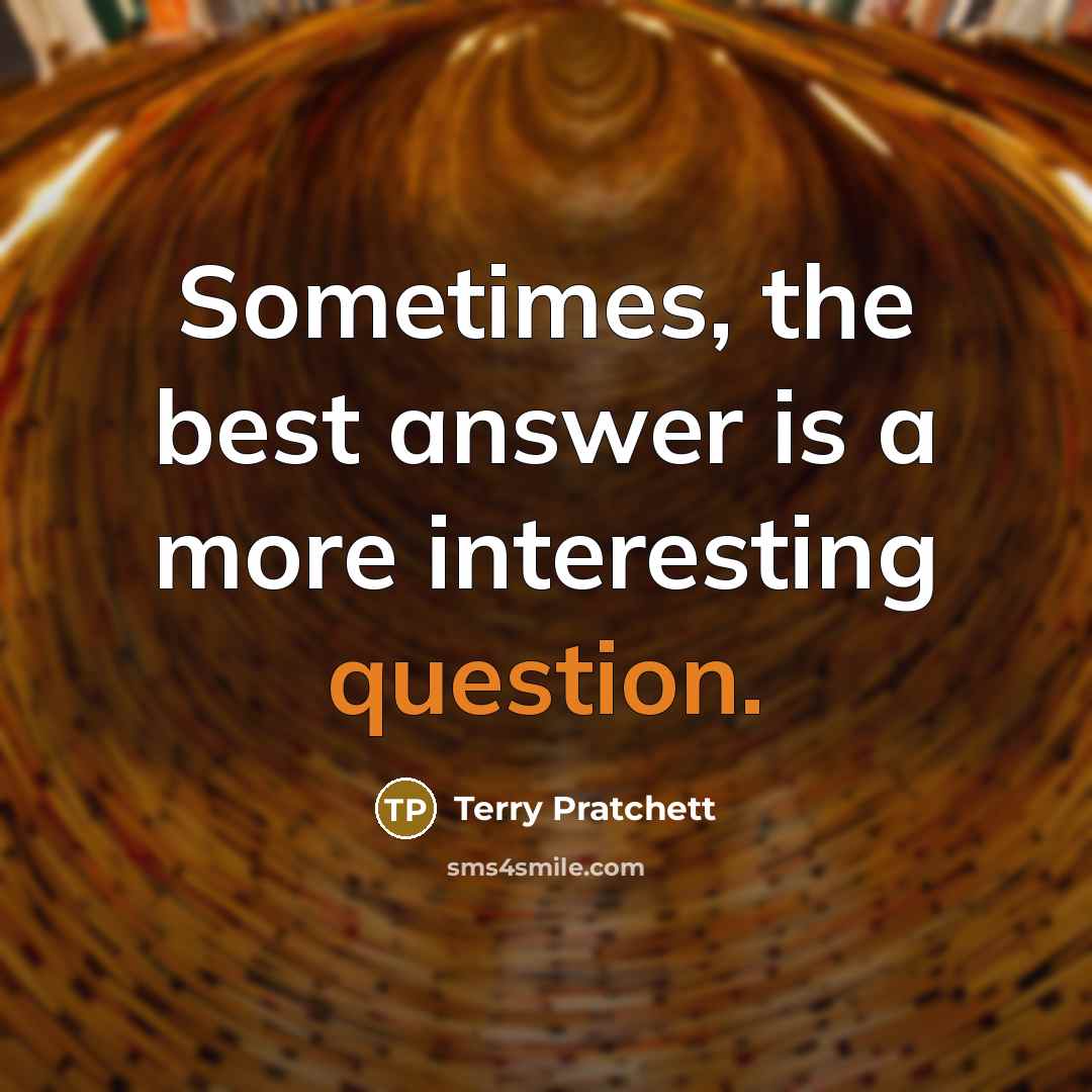 “Sometimes, the best answer is a more interesting question.” quote by Terry Pratchett
