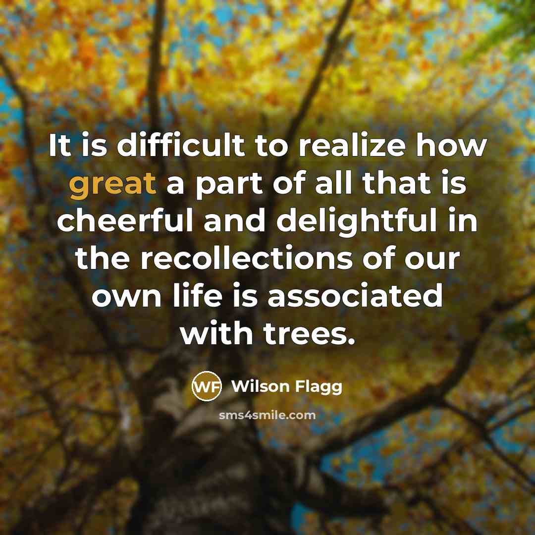 “It is difficult to realize how great a part of all that is cheerful and delightful in the recollections of our own life is associated with trees.” quote by Wilson Flagg
