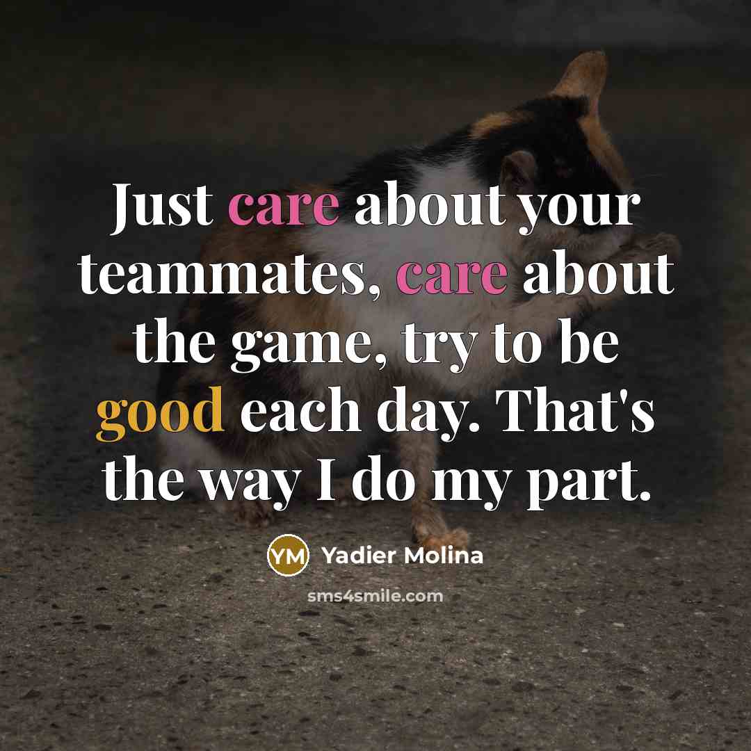 “Just care about your teammates, care about the game, try…” quote by Yadier Molina
