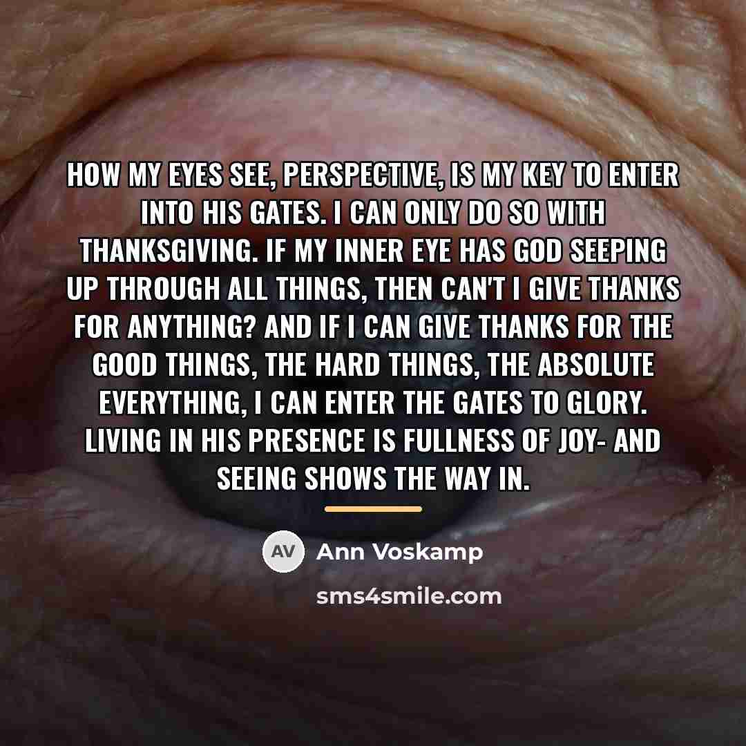 “How my eyes see, perspective, is my key to enter…” quote by Ann Voskamp