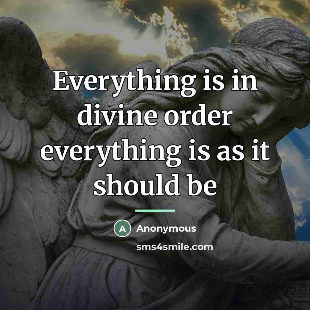 “Everything is in divine order everything is as it should…” quote by Anonymous