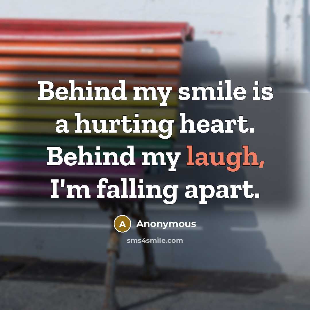 “Behind my smile is a hurting heart. Behind my laugh,…” quote by Anonymous