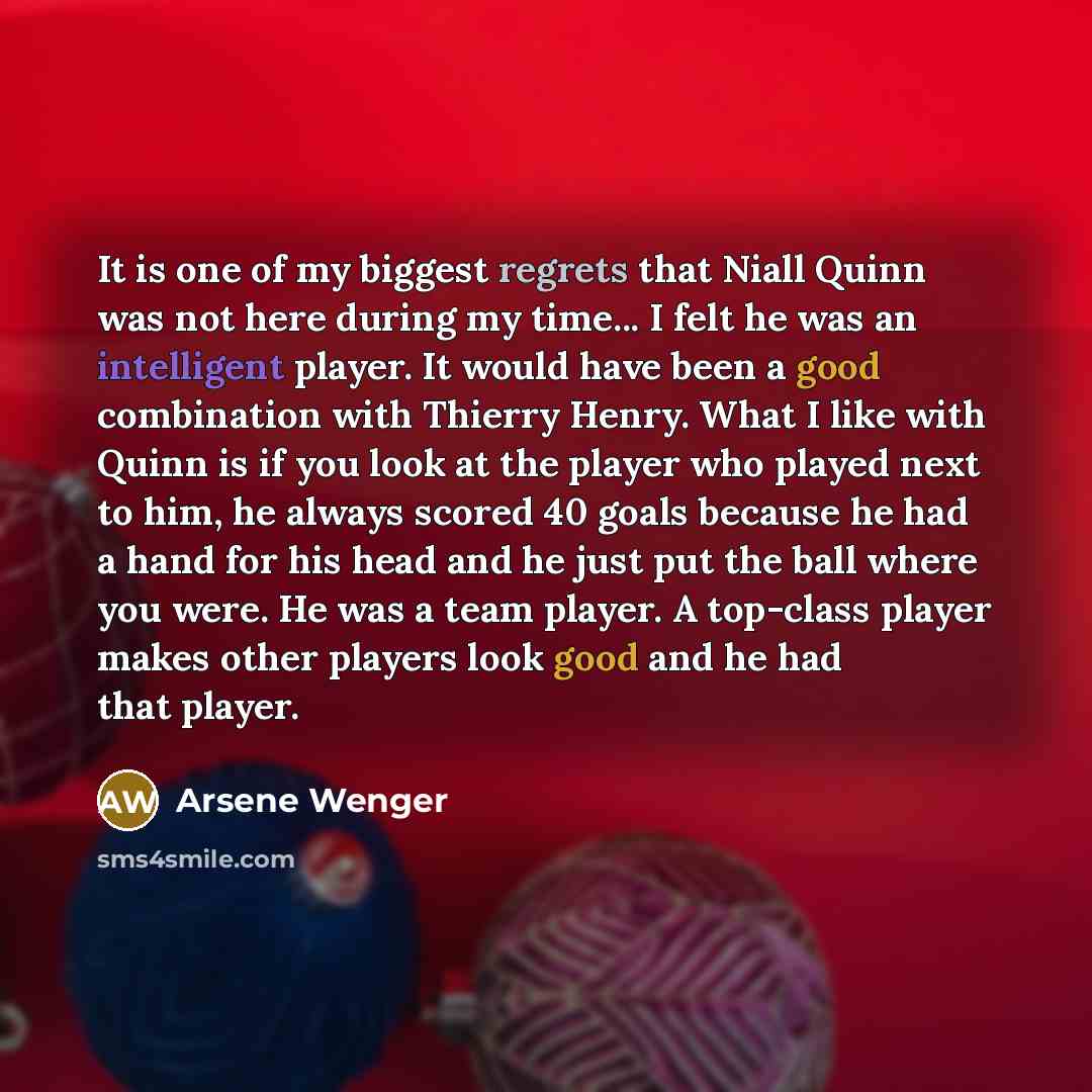 “It is one of my biggest regrets that Niall Quinn…” quote by Arsene Wenger