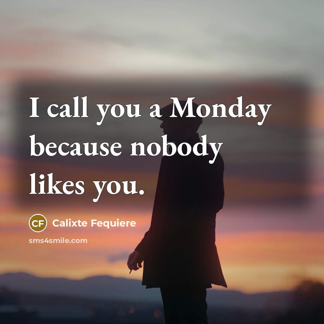 “I call you a Monday because nobody likes you.…” quote by Calixte Fequiere