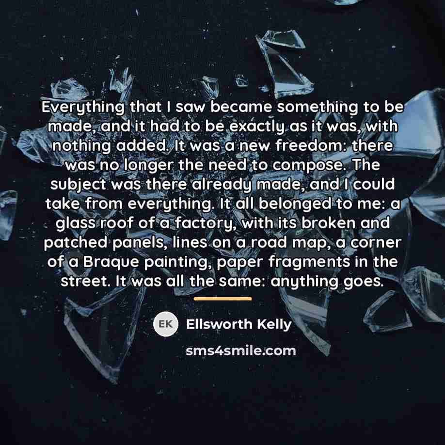 “Everything that I saw became something to be made, and…” quote by Ellsworth Kelly