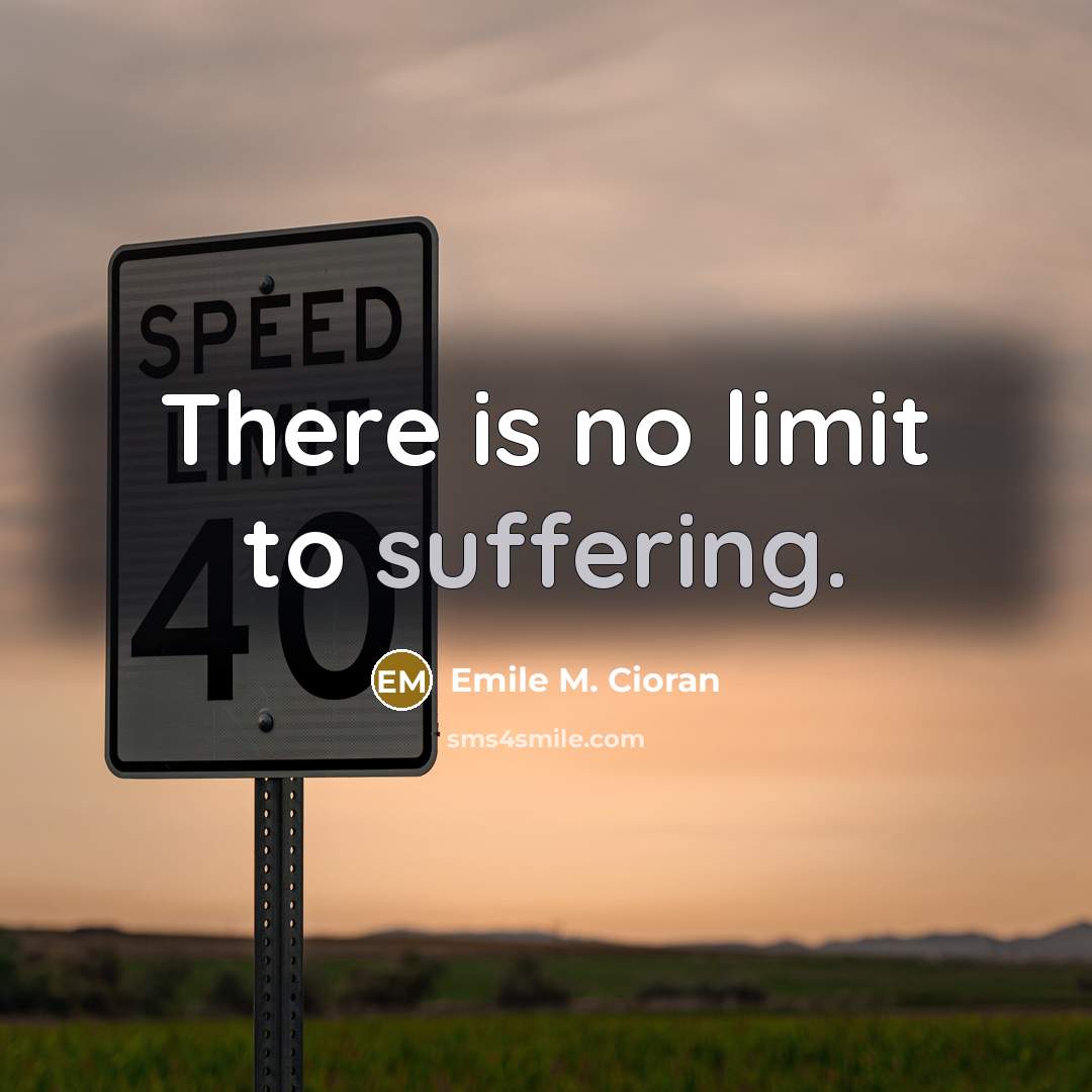 “There is no limit to suffering.…” quote by Emile M. Cioran