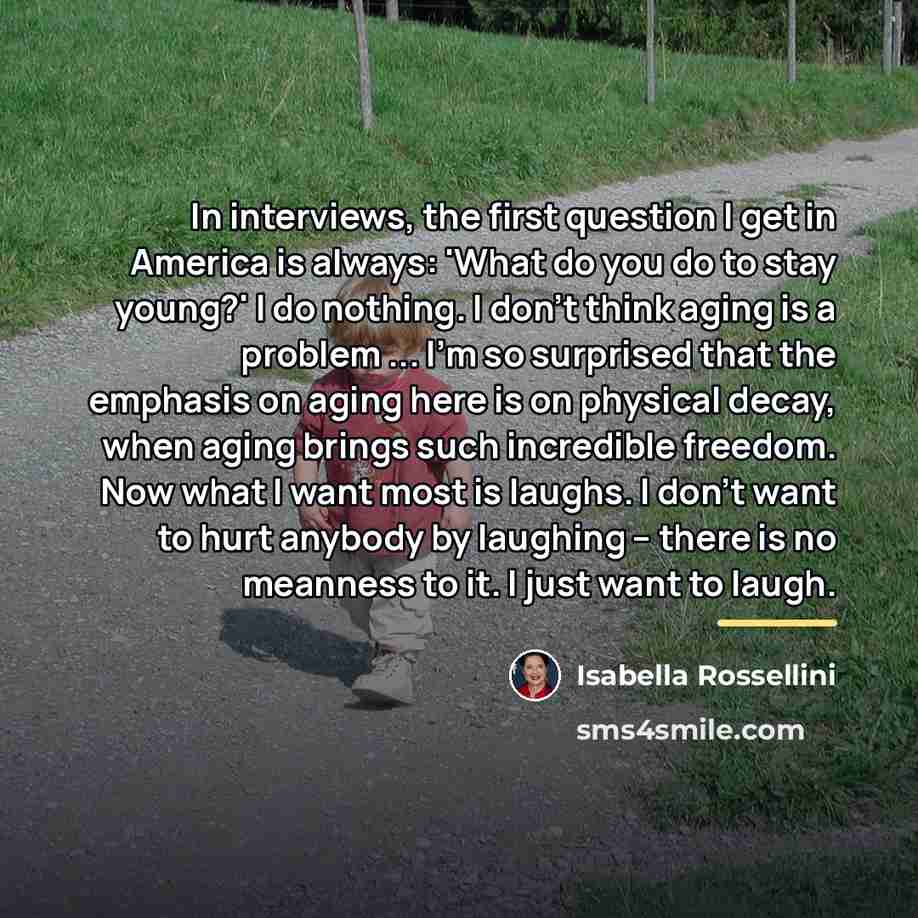 “In interviews, the first question I get in America is…” quote by Isabella Rossellini